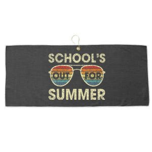 Cute Retro Last Day Of School Schools Out For Summer Teacher Large Microfiber Waffle Golf Towel