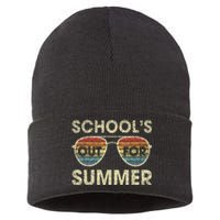 Cute Retro Last Day Of School Schools Out For Summer Teacher Sustainable Knit Beanie