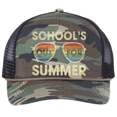 Cute Retro Last Day Of School Schools Out For Summer Teacher Retro Rope Trucker Hat Cap