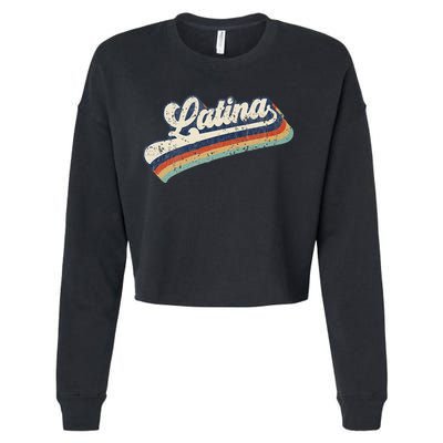 Cool Retro Latina Woman Mexican Girl Idea Cropped Pullover Crew