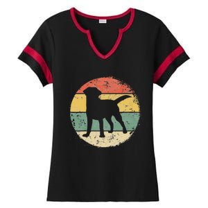 Circular Retro Labrador Owner Gift Golden Black Lab Dad Mom Ladies Halftime Notch Neck Tee