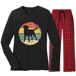 Circular Retro Labrador Owner Gift Golden Black Lab Dad Mom Women's Long Sleeve Flannel Pajama Set 