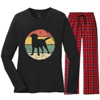 Circular Retro Labrador Owner Gift Golden Black Lab Dad Mom Women's Long Sleeve Flannel Pajama Set 