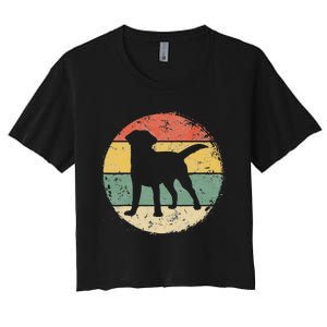 Circular Retro Labrador Owner Gift Golden Black Lab Dad Mom Women's Crop Top Tee