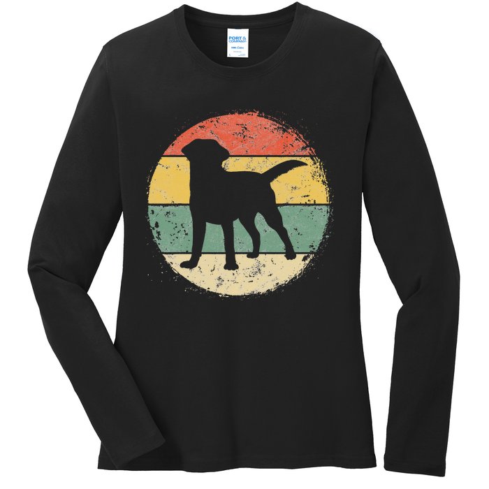 Circular Retro Labrador Owner Gift Golden Black Lab Dad Mom Ladies Long Sleeve Shirt