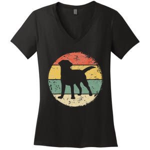 Circular Retro Labrador Owner Gift Golden Black Lab Dad Mom Women's V-Neck T-Shirt