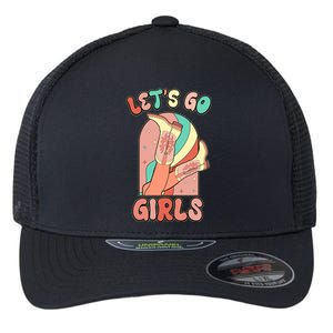 Cute Retro Lets Go Cowgirl Bachelorette Bridesmaids Party Flexfit Unipanel Trucker Cap