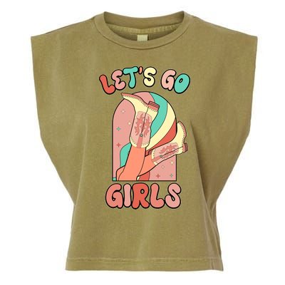 Cute Retro Lets Go Cowgirl Bachelorette Bridesmaids Party Garment-Dyed Women's Muscle Tee