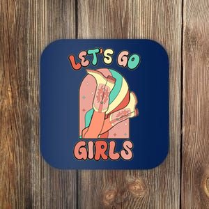 Cute Retro Lets Go Cowgirl Bachelorette Bridesmaids Party Coaster