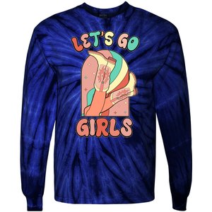 Cute Retro Lets Go Cowgirl Bachelorette Bridesmaids Party Tie-Dye Long Sleeve Shirt