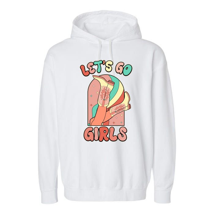 Cute Retro Lets Go Cowgirl Bachelorette Bridesmaids Party Garment-Dyed Fleece Hoodie