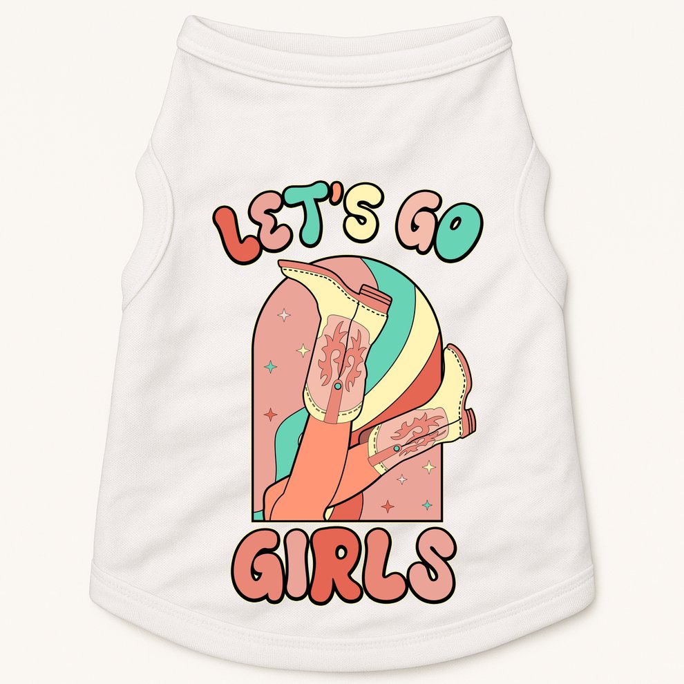 Cute Retro Lets Go Cowgirl Bachelorette Bridesmaids Party Doggie Tank