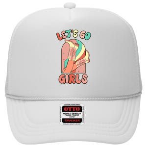 Cute Retro Lets Go Cowgirl Bachelorette Bridesmaids Party High Crown Mesh Back Trucker Hat