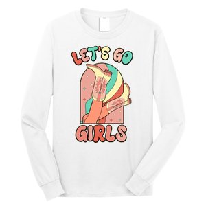 Cute Retro Lets Go Cowgirl Bachelorette Bridesmaids Party Long Sleeve Shirt