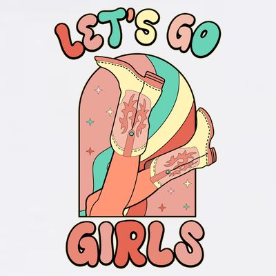 Cute Retro Lets Go Cowgirl Bachelorette Bridesmaids Party T-Shirt
