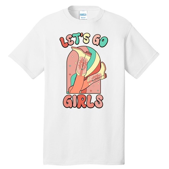 Cute Retro Lets Go Cowgirl Bachelorette Bridesmaids Party Tall T-Shirt