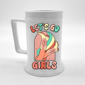 Cute Retro Lets Go Cowgirl Bachelorette Bridesmaids Party Beer Stein