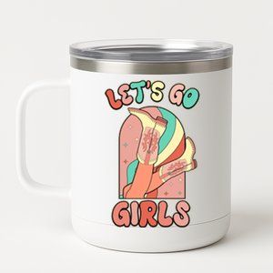 Cute Retro Lets Go Cowgirl Bachelorette Bridesmaids Party 12 oz Stainless Steel Tumbler Cup