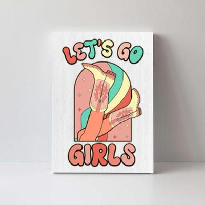 Cute Retro Lets Go Cowgirl Bachelorette Bridesmaids Party Canvas