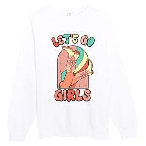 Cute Retro Lets Go Cowgirl Bachelorette Bridesmaids Party Premium Crewneck Sweatshirt