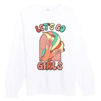 Cute Retro Lets Go Cowgirl Bachelorette Bridesmaids Party Premium Crewneck Sweatshirt