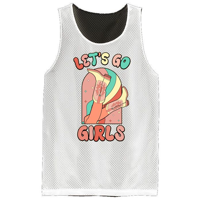 Cute Retro Lets Go Cowgirl Bachelorette Bridesmaids Party Mesh Reversible Basketball Jersey Tank