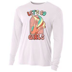 Cute Retro Lets Go Cowgirl Bachelorette Bridesmaids Party Cooling Performance Long Sleeve Crew