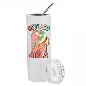 Cute Retro Lets Go Cowgirl Bachelorette Bridesmaids Party Stainless Steel Tumbler