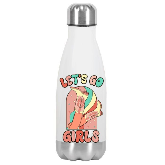 Cute Retro Lets Go Cowgirl Bachelorette Bridesmaids Party Stainless Steel Insulated Water Bottle