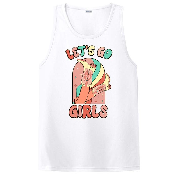 Cute Retro Lets Go Cowgirl Bachelorette Bridesmaids Party PosiCharge Competitor Tank