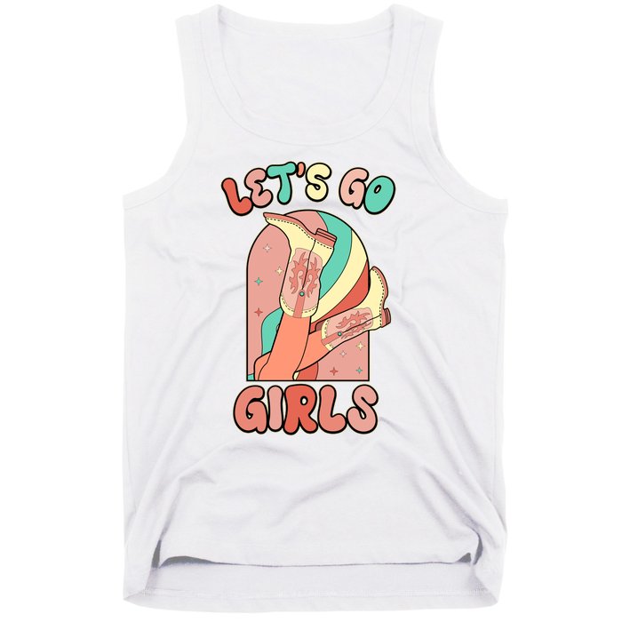 Cute Retro Lets Go Cowgirl Bachelorette Bridesmaids Party Tank Top