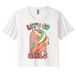 Cute Retro Lets Go Cowgirl Bachelorette Bridesmaids Party Women's Crop Top Tee