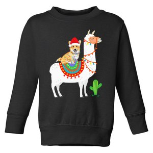 Corgi Riding Llama Christmas Gifts Corgi Xmas Toddler Sweatshirt