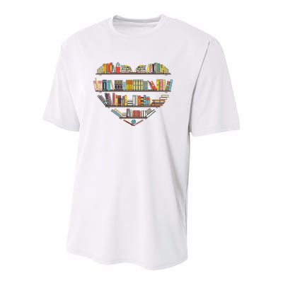 Cute Reading Library Books Lover Heart Librarian Gift Youth Performance Sprint T-Shirt