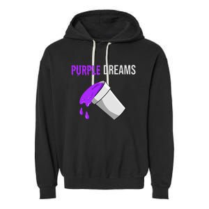 Codeine Rap Lean Cough Juice Purple Drank Garment-Dyed Fleece Hoodie