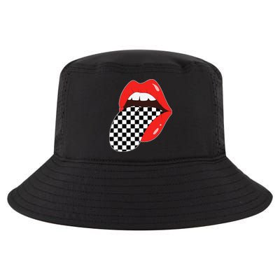 Checkerboard Red Lips Checkered Tongue Out Cool Comfort Performance Bucket Hat