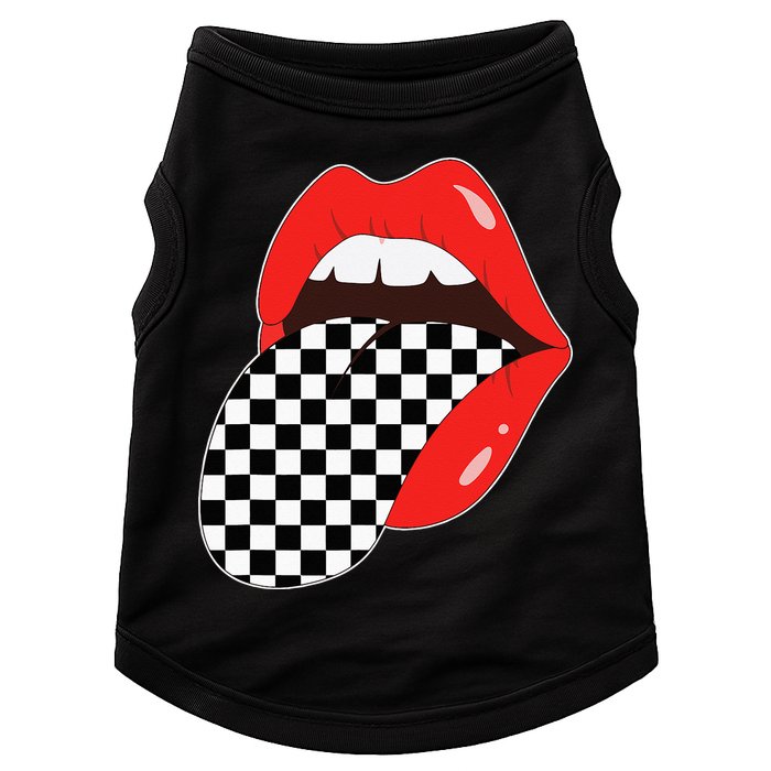 Checkerboard Red Lips Checkered Tongue Out Doggie Tank