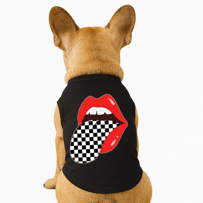 Checkerboard Red Lips Checkered Tongue Out Doggie Tank
