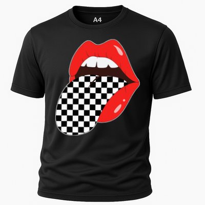 Checkerboard Red Lips Checkered Tongue Out Performance Shirt