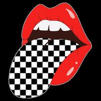 Checkerboard Red Lips Checkered Tongue Out Backpack
