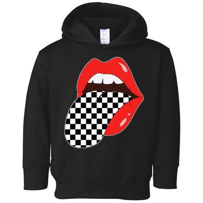 Checkerboard Red Lips Checkered Tongue Out Toddler Hoodie