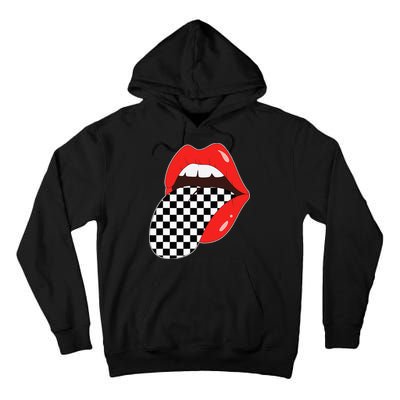 Checkerboard Red Lips Checkered Tongue Out Tall Hoodie