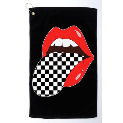 Checkerboard Red Lips Checkered Tongue Out Golf Towel