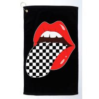 Checkerboard Red Lips Checkered Tongue Out Golf Towel