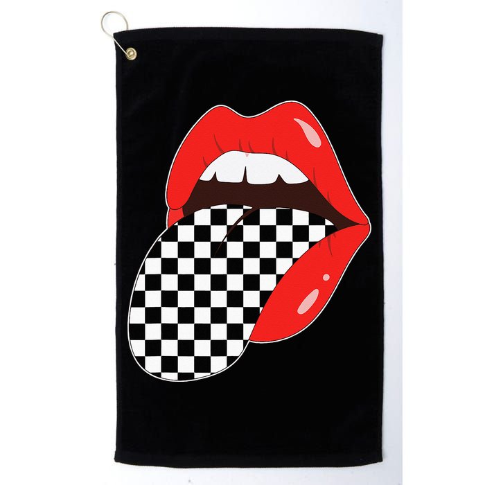 Checkerboard Red Lips Checkered Tongue Out Golf Towel