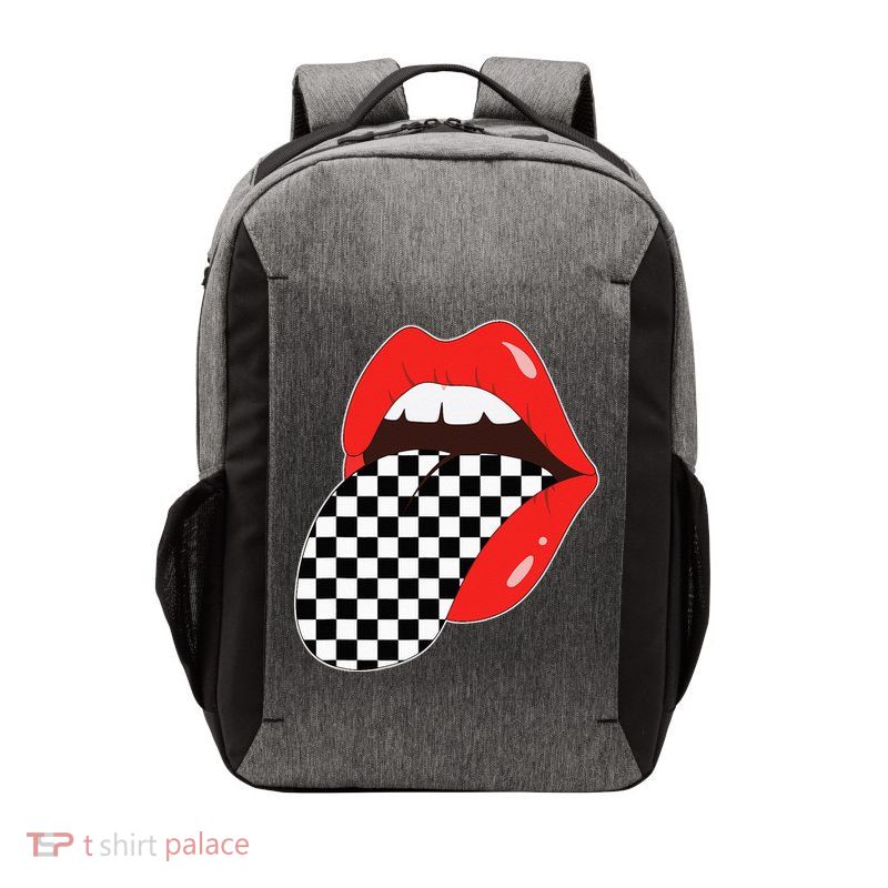 Checkerboard Red Lips Checkered Tongue Out Vector Backpack