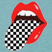 Checkerboard Red Lips Checkered Tongue Out Sueded Cloud Jersey T-Shirt