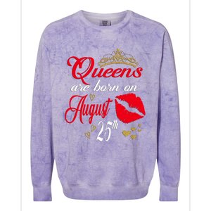 Cute Red Lip Print Queens Are Born On August 25th Virgo Gift Colorblast Crewneck Sweatshirt