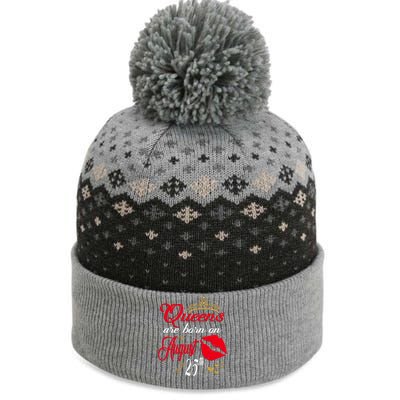 Cute Red Lip Print Queens Are Born On August 25th Virgo Gift The Baniff Cuffed Pom Beanie