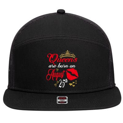 Cute Red Lip Print Queens Are Born On August 25th Virgo Gift 7 Panel Mesh Trucker Snapback Hat